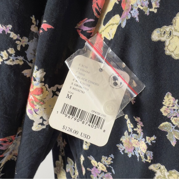 Free People Camella Mini Dress – Black Combo – Ruffle Hem Tassel Tie M – NWT - Picture 12 of 12